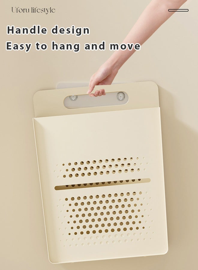 Household laundry basket,Toilet clothing storage basket,No need to drill holes, large capacity crevice wall mounted dirty clothes basket,Lightweight Foldable Laundry Bin,Clothes Hamper for Kids Bedroom, Bathroom, Nursery, Utility Room - Image 4