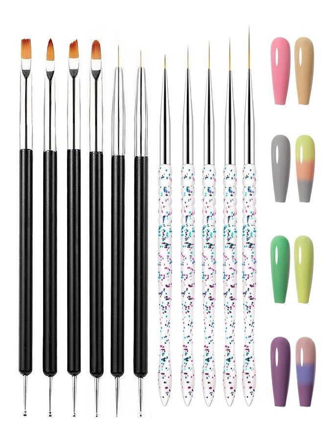 FULINJOY 11Pcs Nail Art Painting Tools Set - 6 Pcs Double Ended Nail Art Painting Brsuh Dotting Pen and 5 Pcs Nail Art Liner Brushes - Image 1