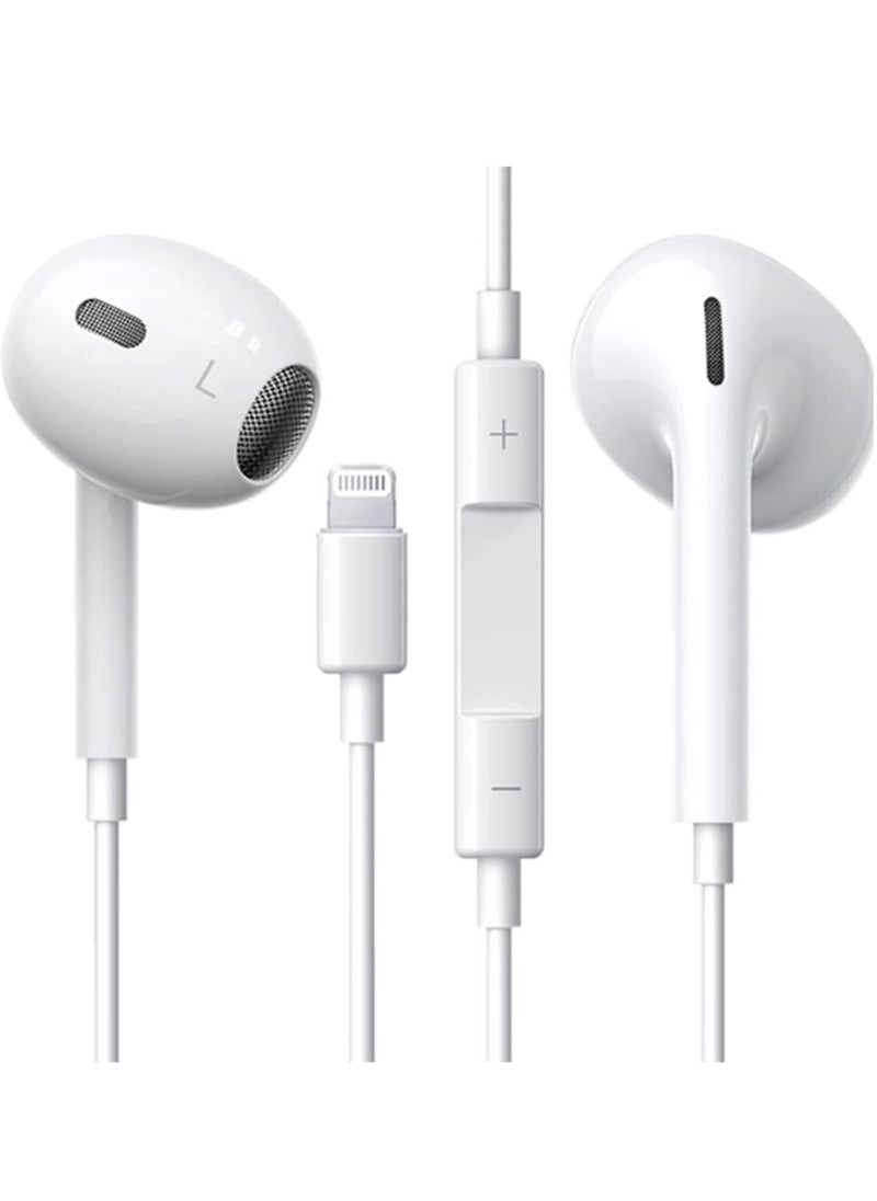 ELTRAZONE In-Ear Headphones with Wired Lightning Connection 【Apple MFi Certified】 HiFi Audio Stereo Earphones with Microphone and Volume Control Compatible with iPhone 13/12/SE/11/X/XS Max/XR/8/7 - White  - Image 1