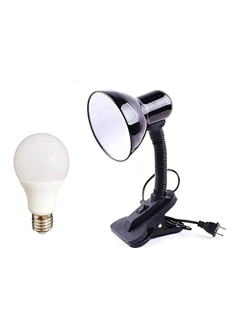 Easily foldable and controllable clip desk lamp, black color + 12 watt white LED bulb