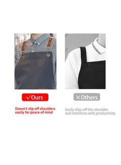 HOOPZOZA Cross Back Apron with Adjustable Straps and Large Pockets Canvas Waterproof Fabric Chef Apron Kitchen Cooking Baking Hairstylist Woodworking Welding Carpenter Work Bib Apron Grey  - Image 2