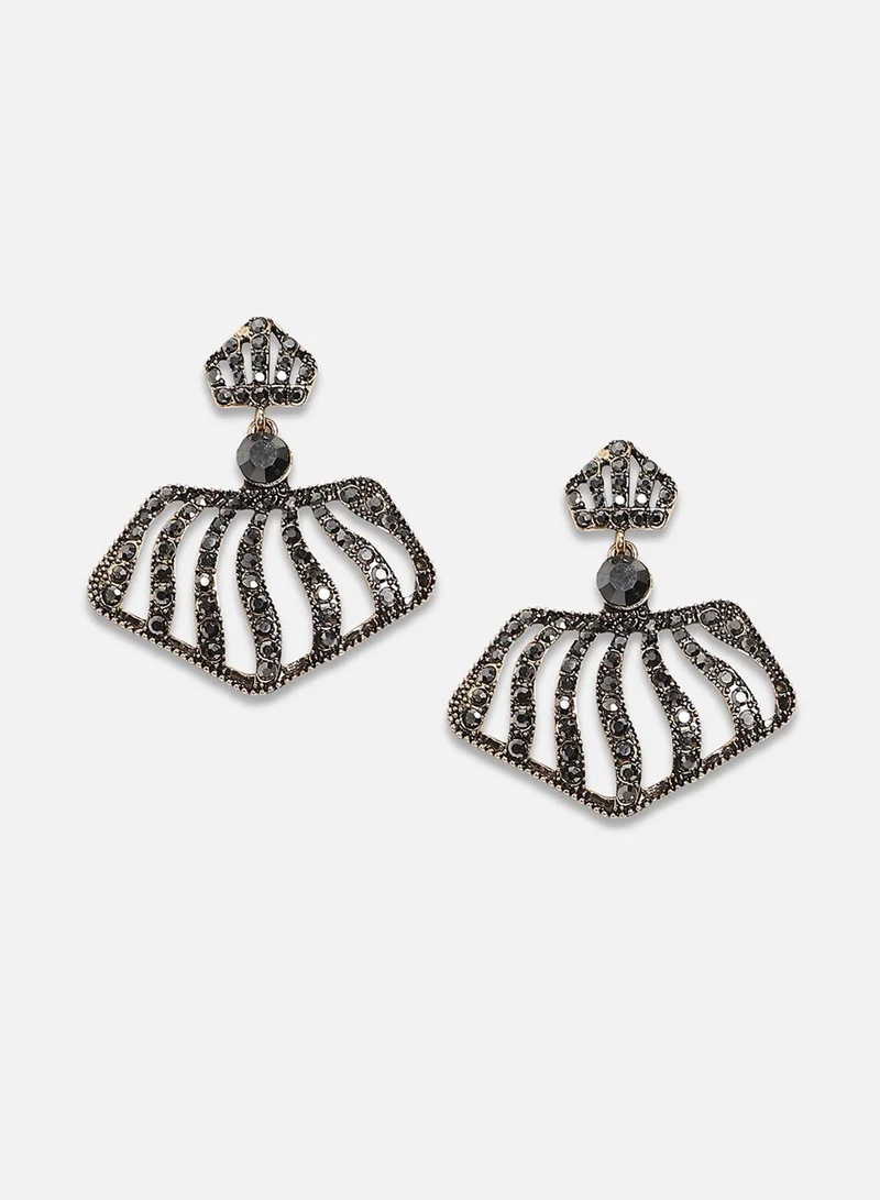 SOHI Embellished Pentagon Swirl Artificial Drop Earring Jewellery