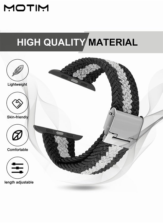 Motim - Nylon Braided Watch Band Compatible with Apple Watch 38mm 40mm 41mm, Adjustable Sport Strap Replacement Band for iWatch SE Series 10/9/8/7/6/5/4/3/2/1 - Image 1