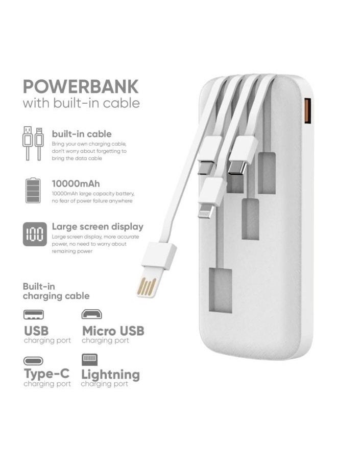 فيدفي - شاحن باور بانك 4 في 1 10,000 مللي امبير 4 كابلات مدمجة USB لايتنينج نوع C مايكرو لموبايلات ايفون واندرويد - Image 1