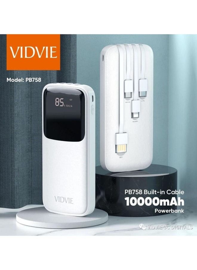 فيدفي - شاحن باور بانك 4 في 1 10,000 مللي امبير 4 كابلات مدمجة USB لايتنينج نوع C مايكرو لموبايلات ايفون واندرويد - Image 1