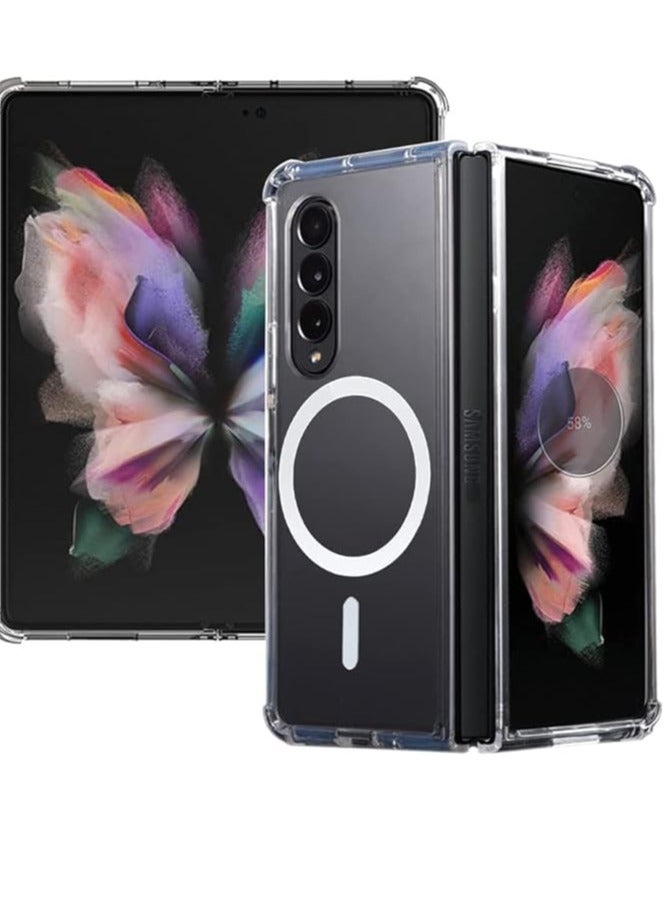 ten.tech Ten tech Magnetic Clear Case Designed Samsung Galaxy Z Fold 3 – Compatible with MagSafe Charger, Support Magnetic Car Mount Wireless Charging, Soft Press Buttons Scratch Resistant – ten tech - Image 1