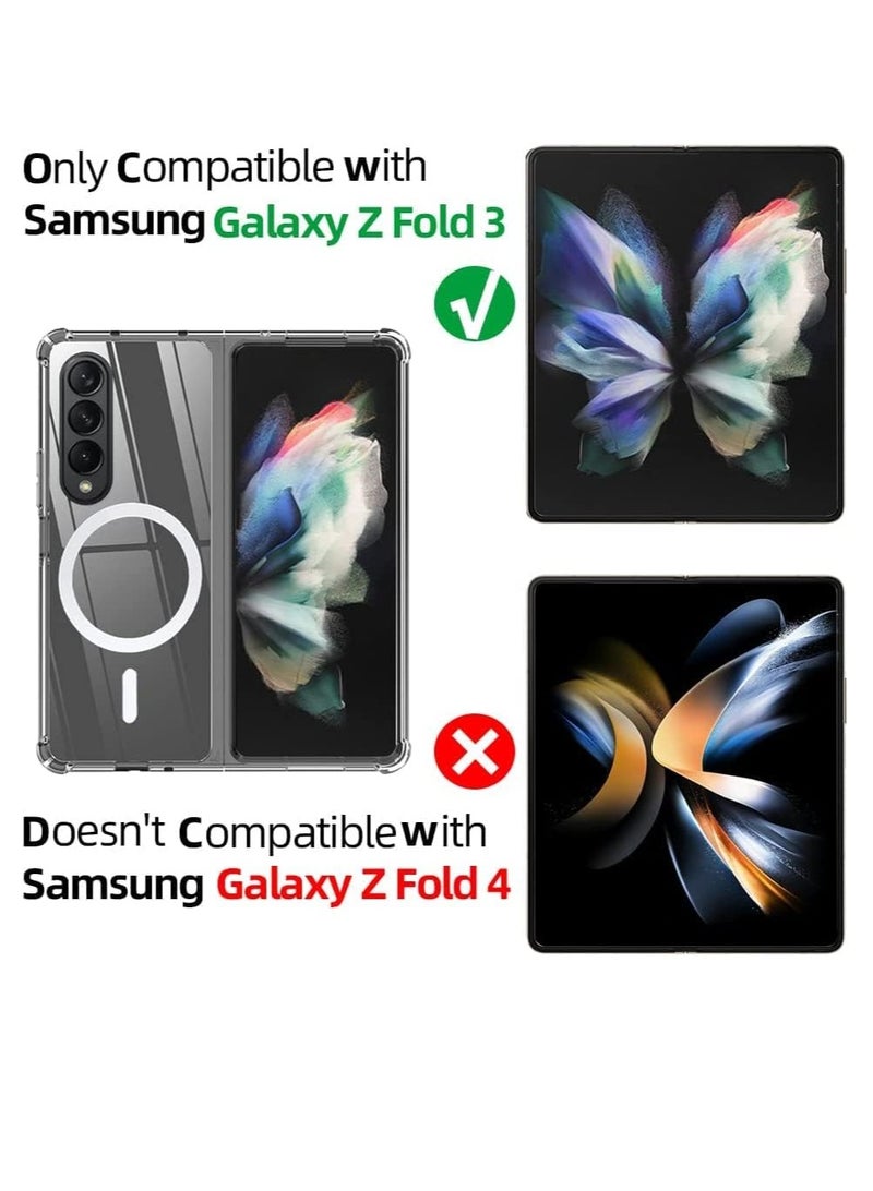 ten.tech Ten tech Magnetic Clear Case Designed Samsung Galaxy Z Fold 3 – Compatible with MagSafe Charger, Support Magnetic Car Mount Wireless Charging, Soft Press Buttons Scratch Resistant – ten tech - Image 2