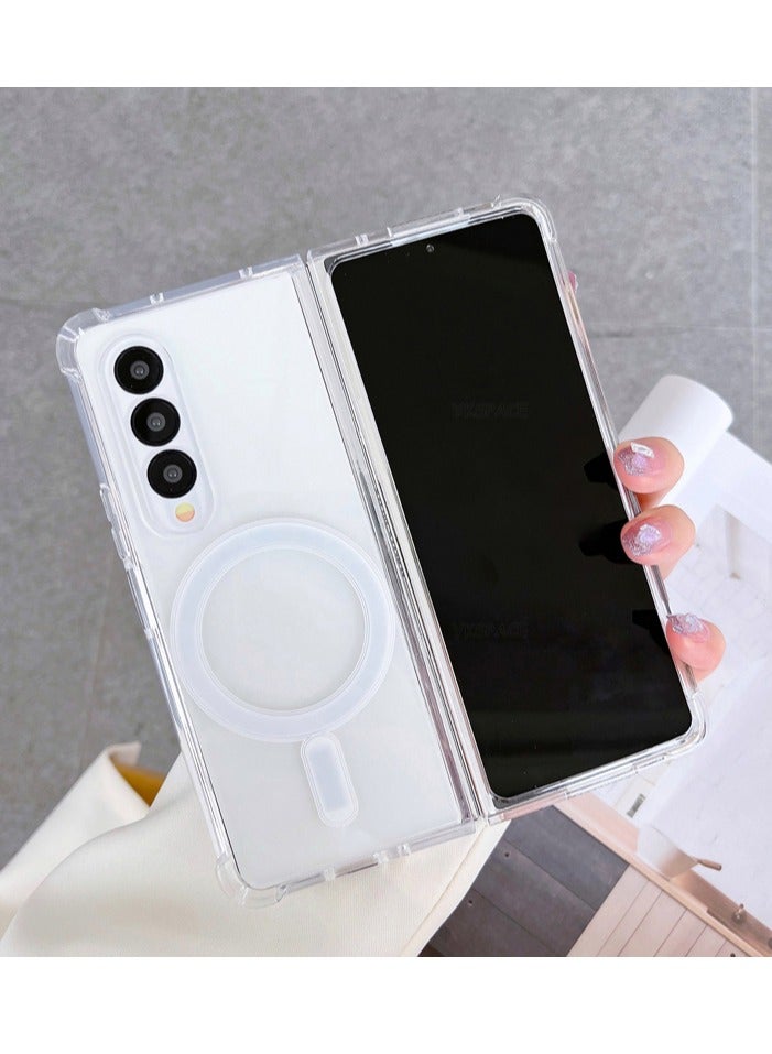 ten.tech Ten tech Magnetic Clear Case Designed Samsung Galaxy Z Fold 3 – Compatible with MagSafe Charger, Support Magnetic Car Mount Wireless Charging, Soft Press Buttons Scratch Resistant – ten tech - Image 4