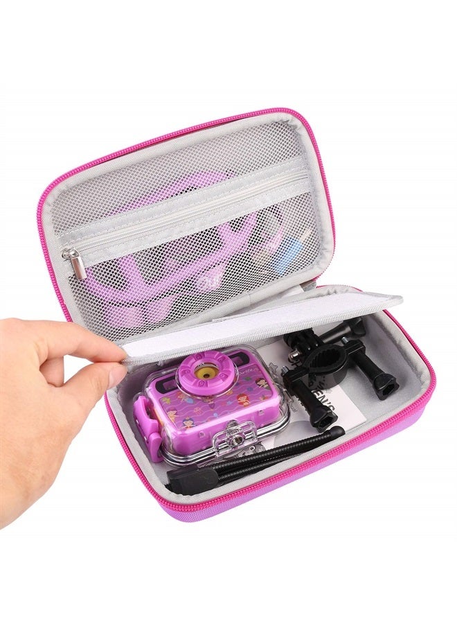 Ourlife Kids Camera Bag Hard Travel Case Protective Case for Digital Camera Kids Action Camera Accessories Case for Toddler Cameras, Memory Card and USB Cable (purple) - Image 2