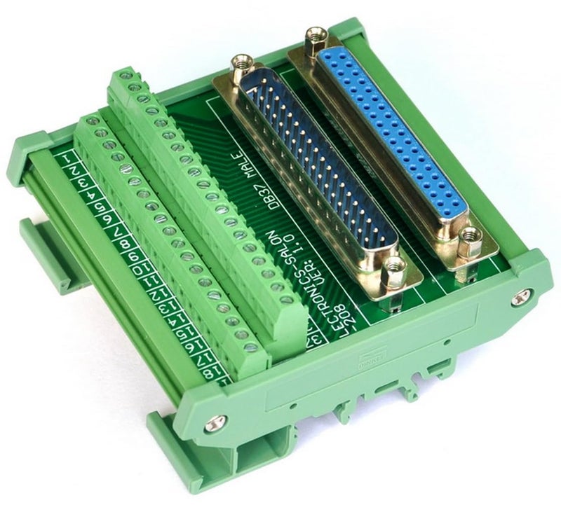 Electronics-Salon DB37 D-SUB DIN Rail Mount Interface Module, Male/Female, DSUB Breakout Board. - Image 2