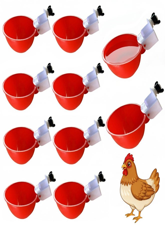 10 plastic automatic drinking cups for poultry, DIY chicken water dispenser, automatic chicken water dispenser kit, poultry water dispenser for chickens, ducks, geese, and turkeys - Image 1