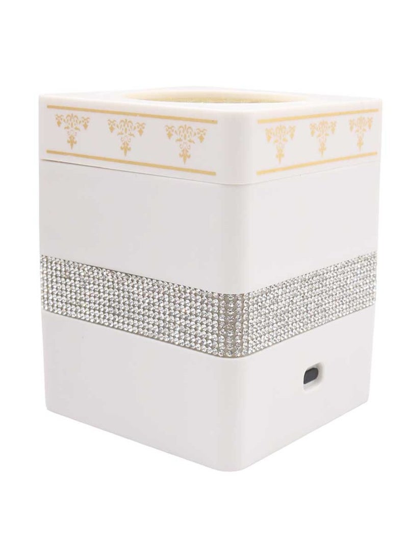 بخور بوسيدين مبخرة بخور مربعة محمولة تعمل بالفحم، حامل بخور إلكتروني أبيض - Image 2