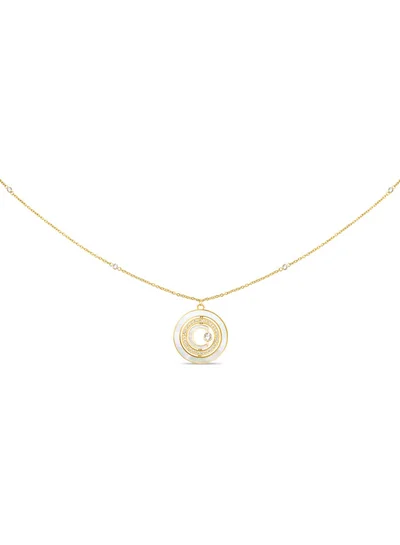 CERRUTI 1881 Marque Necklace Mother of Pearl Pendant with Crystal Accents