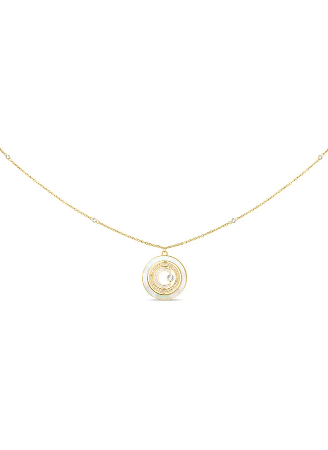 CERRUTI 1881 Marque Necklace Mother of Pearl Pendant with Crystal Accents