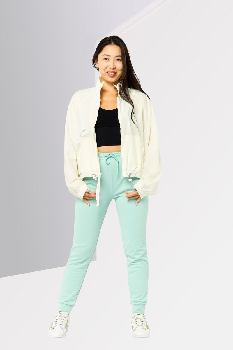 LACOSTE Women Brand Logo Windbreaker Jacket, Off White  - Image 4