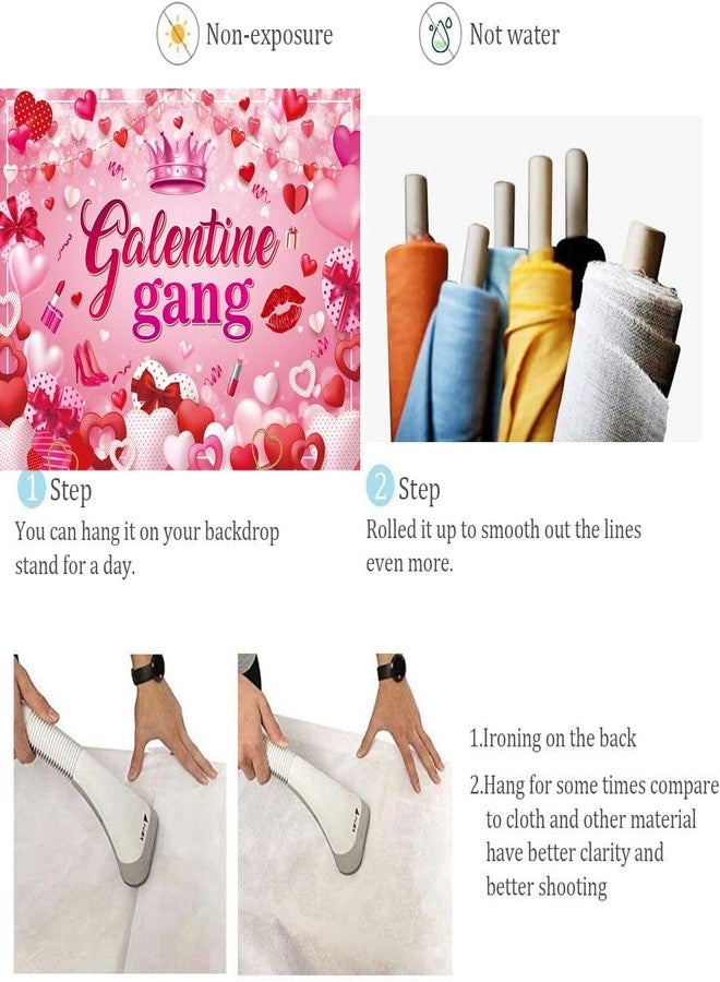 BUTEN Galentine Gang Backdrop Pink Hearts Happy Galentines Day Background for Girls Ladies Valentine's Day Party Decorations Banner Supplies (7X5FT(82 x 59 inch)) - Image 5