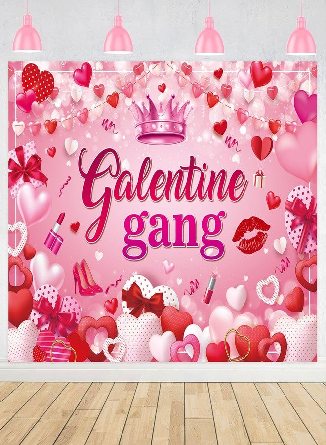 BUTEN Galentine Gang Backdrop Pink Hearts Happy Galentines Day Background for Girls Ladies Valentine's Day Party Decorations Banner Supplies (7X5FT(82 x 59 inch)) - Image 4