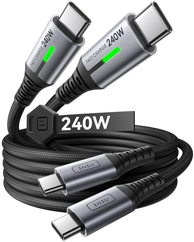 INIU USB C to USB C Cable240W Fast Charging Type C Charger CordBraided USBC Phone Charger Cable for iPhone 17 16 Pro Max Samsung S25 S24 Laptops MacBook Air 15 M3 iPad Switch33 ft 33 ft Black - Image 1