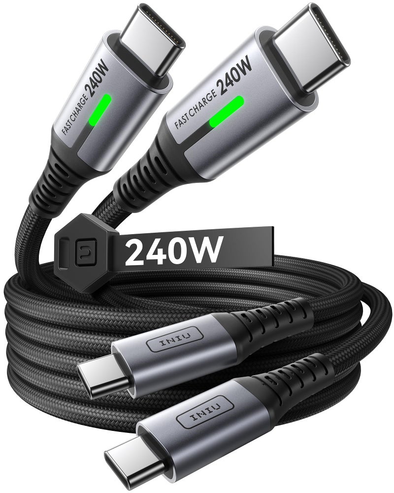 INIU USB C to USB C Cable240W Fast Charging Type C Charger CordBraided USBC Phone Charger Cable for iPhone 17 16 Pro Max Samsung S25 S24 Laptops MacBook Air 15 M3 iPad Switch33 ft 33 ft Black - Image 2