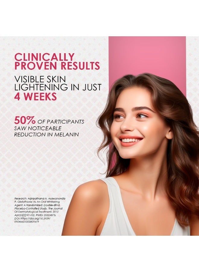 أمبروسيال أقراص أمبروسيل غلوتا-غلو إل-غلوتاثيون ٥٠٠ ملغ مع فيتامين سي، وفيتامين هـ، وحمض الهيالورونيك، والليكوبين، والبيوتين - مكمل غذائي ياباني من إل-غلوتاثيون - ٣٠ قرصًا نباتيًا - Image 5