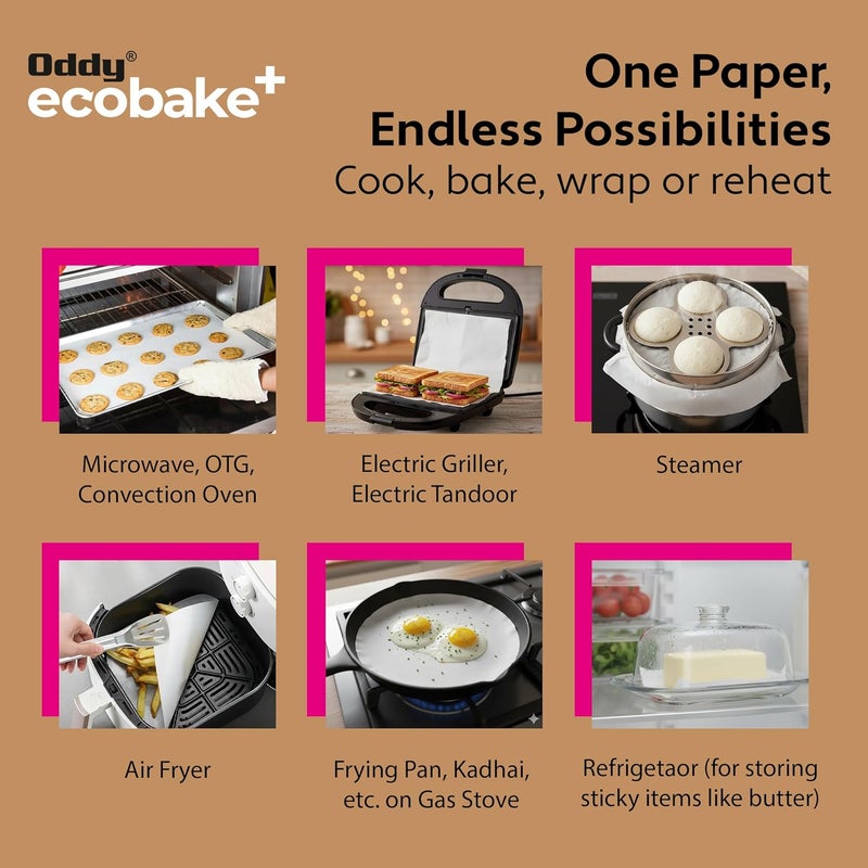 Oddy Uniwraps ورق الطهي والخبز البني من Oddy Ecobake مقاس 10 بوصة × 5 أمتار (غير مبيض وخالٍ من الكلور) - Image 4