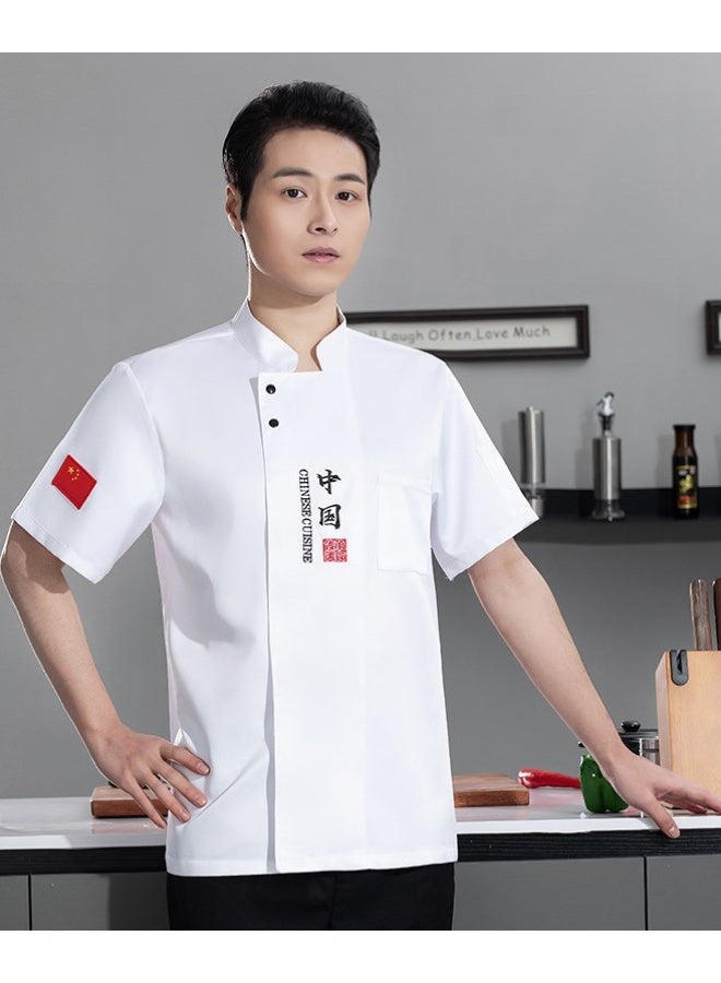 NIBEMINENT Dining Restaurant Rear Kitchen Chef Overalls Short Sleeve Clothes China Chef Uniform Canteen Hotel Clothes  - Image 1