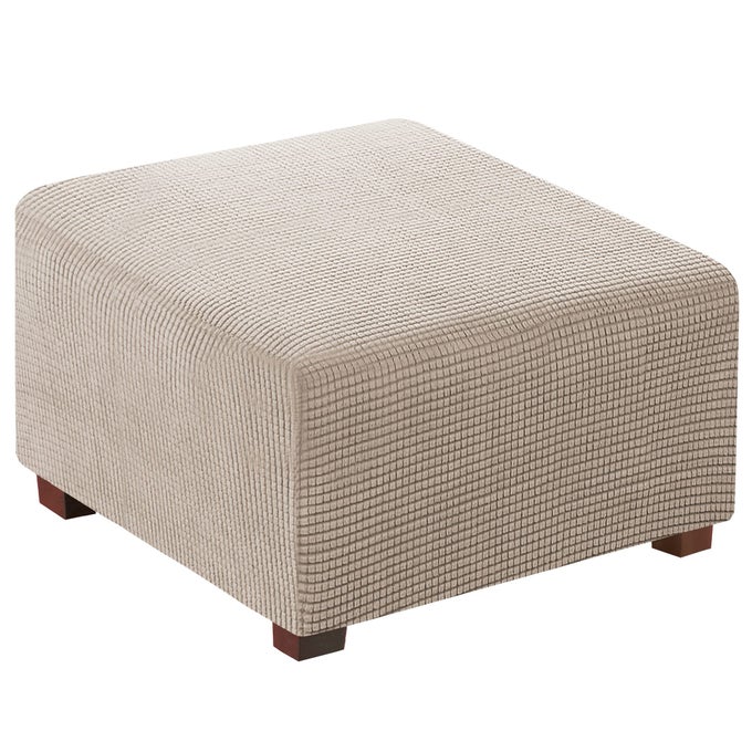 STRETCH OTTOMAN COVER SQUARE OTTOMAN SLIPCOVERS FURNITURE PROTECTOR FOLDING STORAGE STOOL FURNITURE PROTECTOR SOFT SLIPCOVER WITH ELASTIC BOTTOM SMALL SIZE SAND