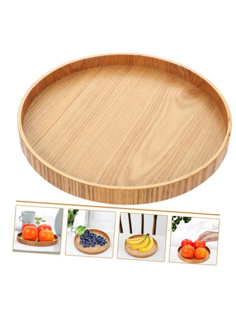 Round Wooden Tray Platter,Large Round Serving Tray With 30 *2 cm Size Round Wood Serving Tray Wooden Platter For Fruit Dessert Cake Snack Candy in Restaurant Hotel Home Shop