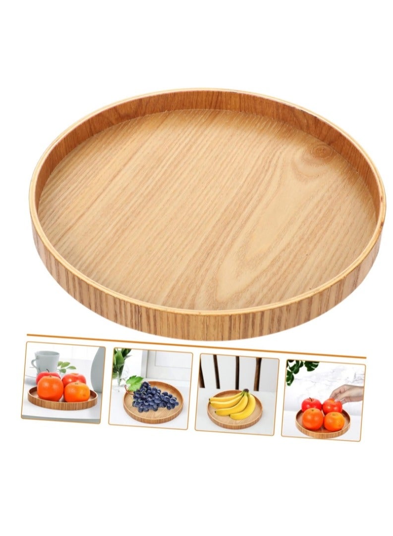 OASIS-TH Round Wooden Tray Platter,Large Round Serving Tray With 30 *2 cm Size Round Wood Serving Tray Wooden Platter For Fruit Dessert Cake Snack Candy in Restaurant Hotel Home Shop  - Image 1