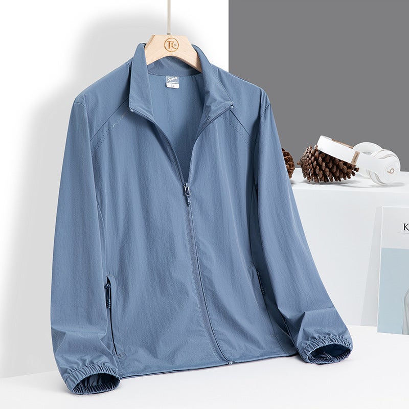 Generic Elderly Couple Lightweight UV Protection Summer Jacket Fog blue male