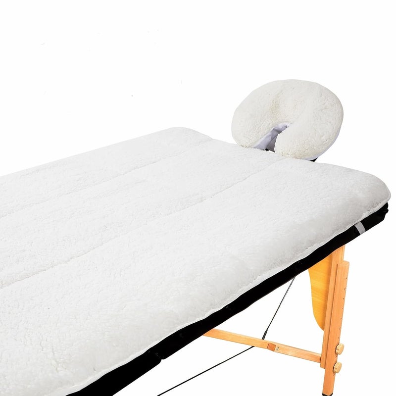 Oudain Oudain Fleece Massage Table Pad Set 76 x 34 Inch Soft and Comfortable Massage Bed Pads Thick Massage Table Pads Set Includes Pad and Face Rest Cover for SPA Beauty Salon 