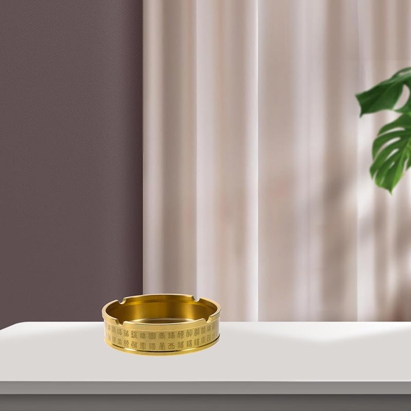 مطفأة سجائر معدنية بأسلوب قديم من النحاس النقي، صغيرة مستديرة وآمنة من الحريق - Image 5