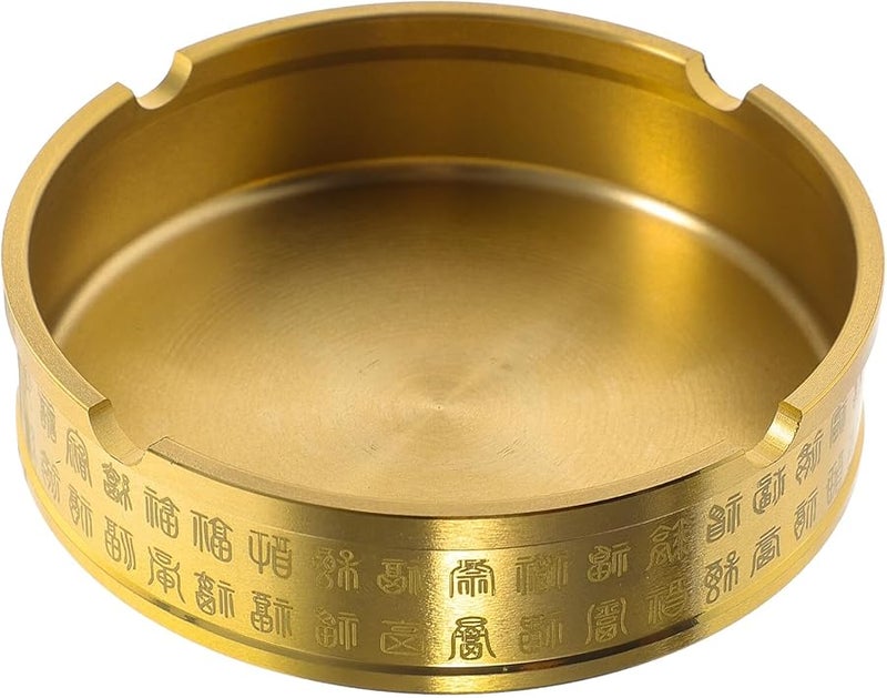 مطفأة سجائر معدنية بأسلوب قديم من النحاس النقي، صغيرة مستديرة وآمنة من الحريق - Image 2