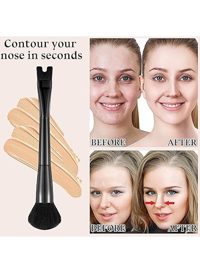 Gecomo 2 PCS Nose Contour U-Shaped Makeup Brush, Contour Brush Nose U Shape Brush, Double Ended Makeup Brush Practical 2-in-1 Precision Duo Brush Buffing Brush for Defining Cheek Bones Easy Nose Contour (Black) - Image 4