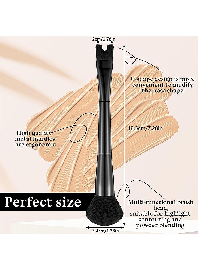 Gecomo 2 PCS Nose Contour U-Shaped Makeup Brush, Contour Brush Nose U Shape Brush, Double Ended Makeup Brush Practical 2-in-1 Precision Duo Brush Buffing Brush for Defining Cheek Bones Easy Nose Contour (Black) - Image 2