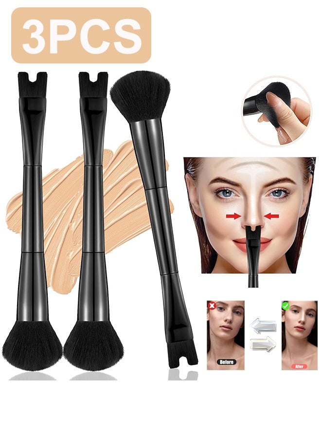 Gecomo 2 PCS Nose Contour U-Shaped Makeup Brush, Contour Brush Nose U Shape Brush, Double Ended Makeup Brush Practical 2-in-1 Precision Duo Brush Buffing Brush for Defining Cheek Bones Easy Nose Contour (Black) - Image 1