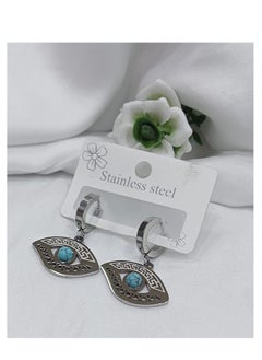 Generic Elegant Earrings for Women and Girls - Stainless Steel Silver Eye Shape Accessory  - Image 2
