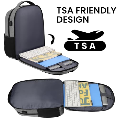 BIKROD Backpack for Men, TSA Travel Backpack, College Backpacks Water Resistant Back Pack with USB Charging Port, Business Anti Theft Durable Computer Bag Gifts Fits 15.6 Inch Laptop, Grey - Image 5