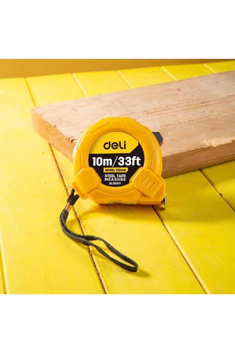 Deli Metric Steel Measuring Tape 10m/33ftx25mm DL9010Y - Image 5