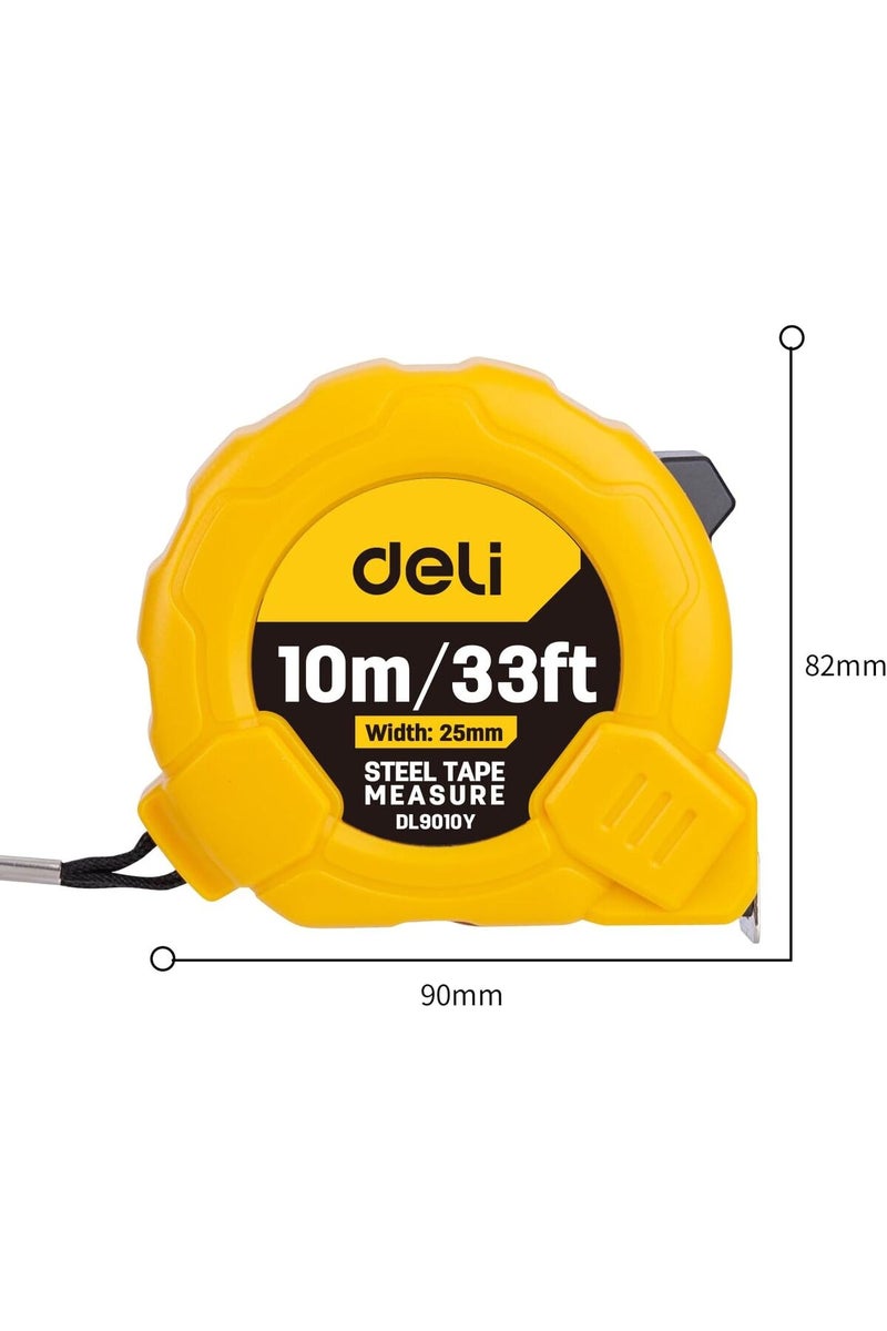 Deli Metric Steel Measuring Tape 10m/33ftx25mm DL9010Y - Image 3