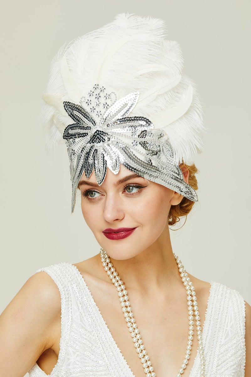 BABEYOND Carnival Feather Headpiece Showgirl Headband Women's Feather Pageant Headband 1920s Flapper Headband - Image 4