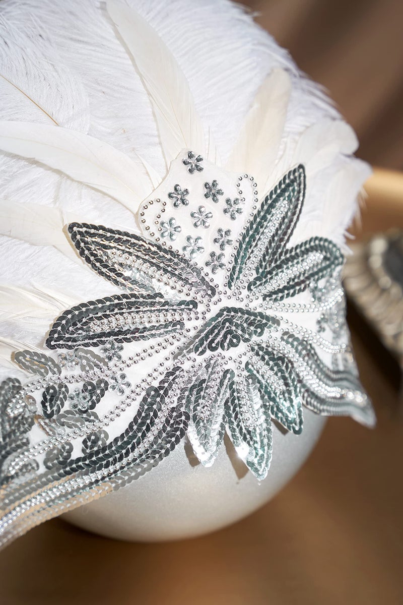 BABEYOND Carnival Feather Headpiece Showgirl Headband Women's Feather Pageant Headband 1920s Flapper Headband - Image 3