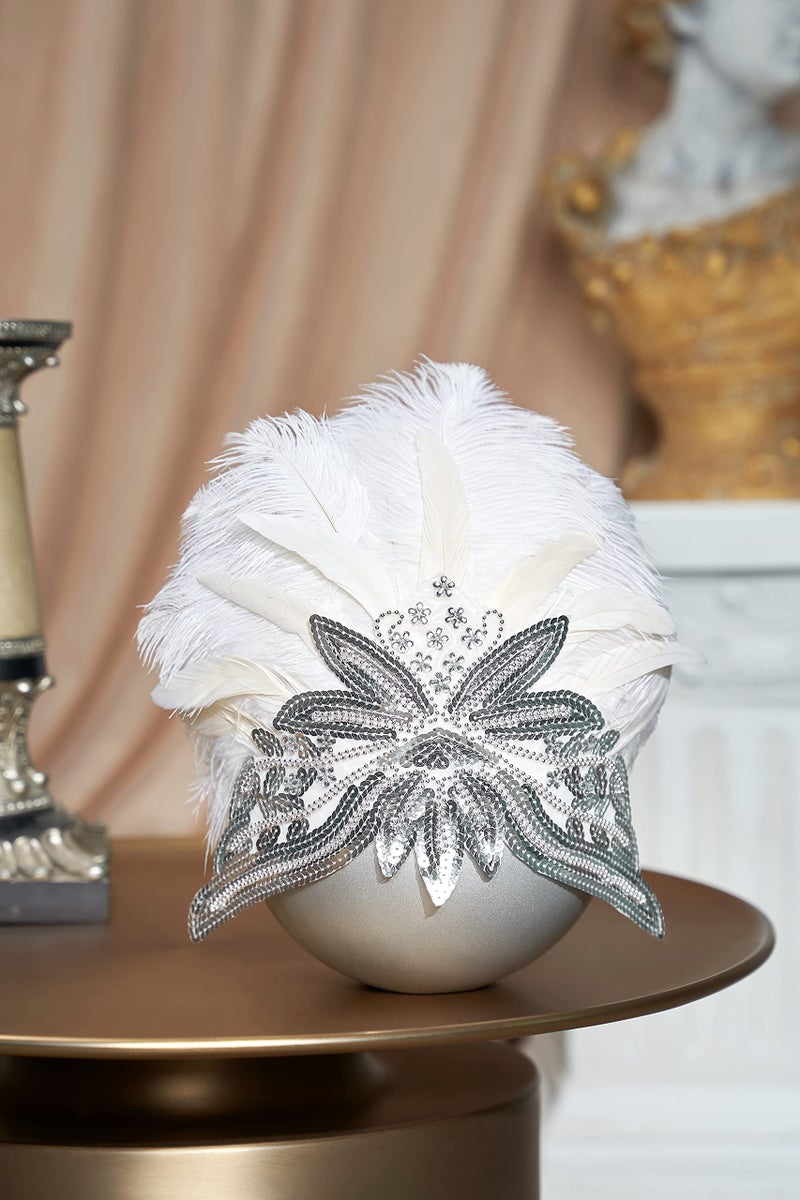 BABEYOND Carnival Feather Headpiece Showgirl Headband Women's Feather Pageant Headband 1920s Flapper Headband - Image 2