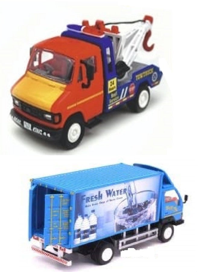 Sheel Toy Car For Kids Combo Pack Of 2 Pull Back Tow Truck Toy With Container Toy Truck For Kids Set For Kids Boys And Girls Age 3+ Years, Assorted - Image 1