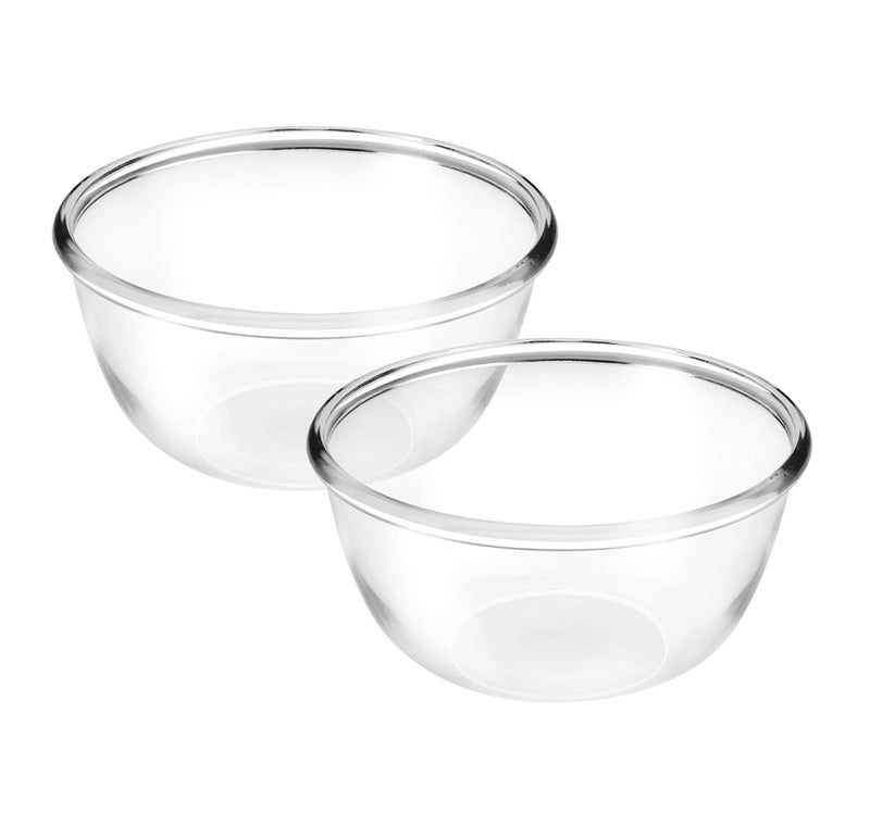 Treo By Milton Glass Mixing Bowls Set of 2, 1000 Ml (Transparent) - Image 2