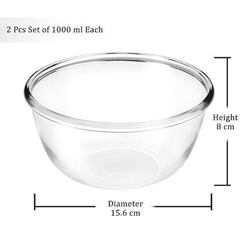 Treo By Milton Glass Mixing Bowls Set of 2, 1000 Ml (Transparent) - Image 5