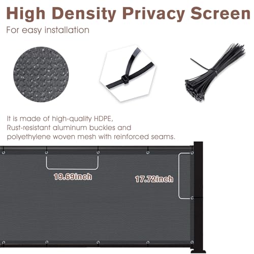 SUNNY GUARD 3'x16' Dark Grey Balcony Deck Privacy Screen Fence, Apartments Railing Screen Heavy Duty Wind Screen for Outdoor,Backyard,Patio Privacy（We Make Custom Sizes） - Image 4