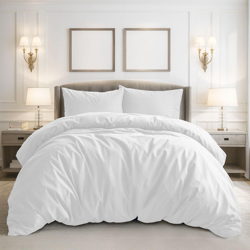 Pure Bedding Duvet Cover Twin/Twin XL Size - 2 Pieces Extra Soft Bedding Set, Includes 1 Twin Duvet Cover 68x90 Inches with Zipper Closure & 1 Pillow Sham, Comforter Not Included, White - Image 1