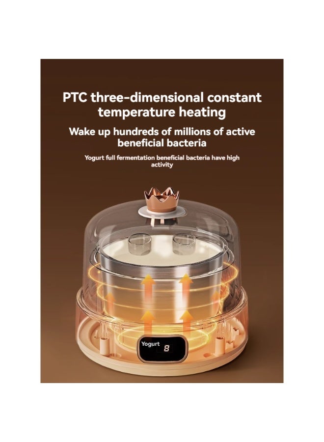 M MIAOYAN 1-liter electric yogurt maker, PTC constant temperature control, adjustable fermentation time (8-12 hours), 304 stainless steel inner pot, energy-saving homemade yogurt/natto. - Image 3