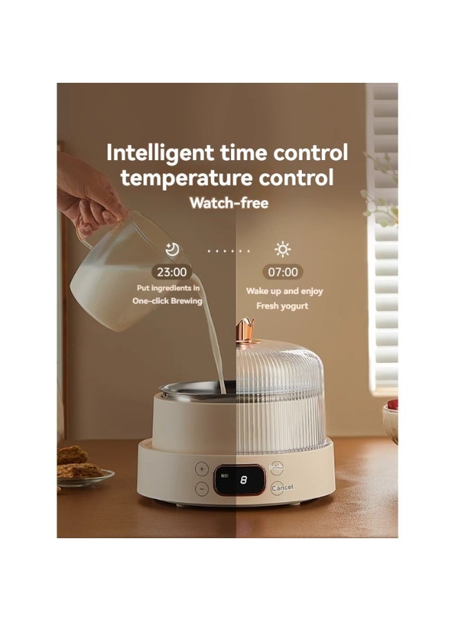M MIAOYAN 1-liter electric yogurt maker, PTC constant temperature control, adjustable fermentation time (8-12 hours), 304 stainless steel inner pot, energy-saving homemade yogurt/natto. - Image 4